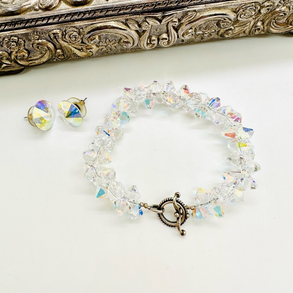 Aurora Borealis Crystal Bracelet & Earrings - Picture 12 of 14